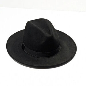 Aqua Women's Black Wool Fedora Hat with Black Ribbon Band O/S (MSRP $88)